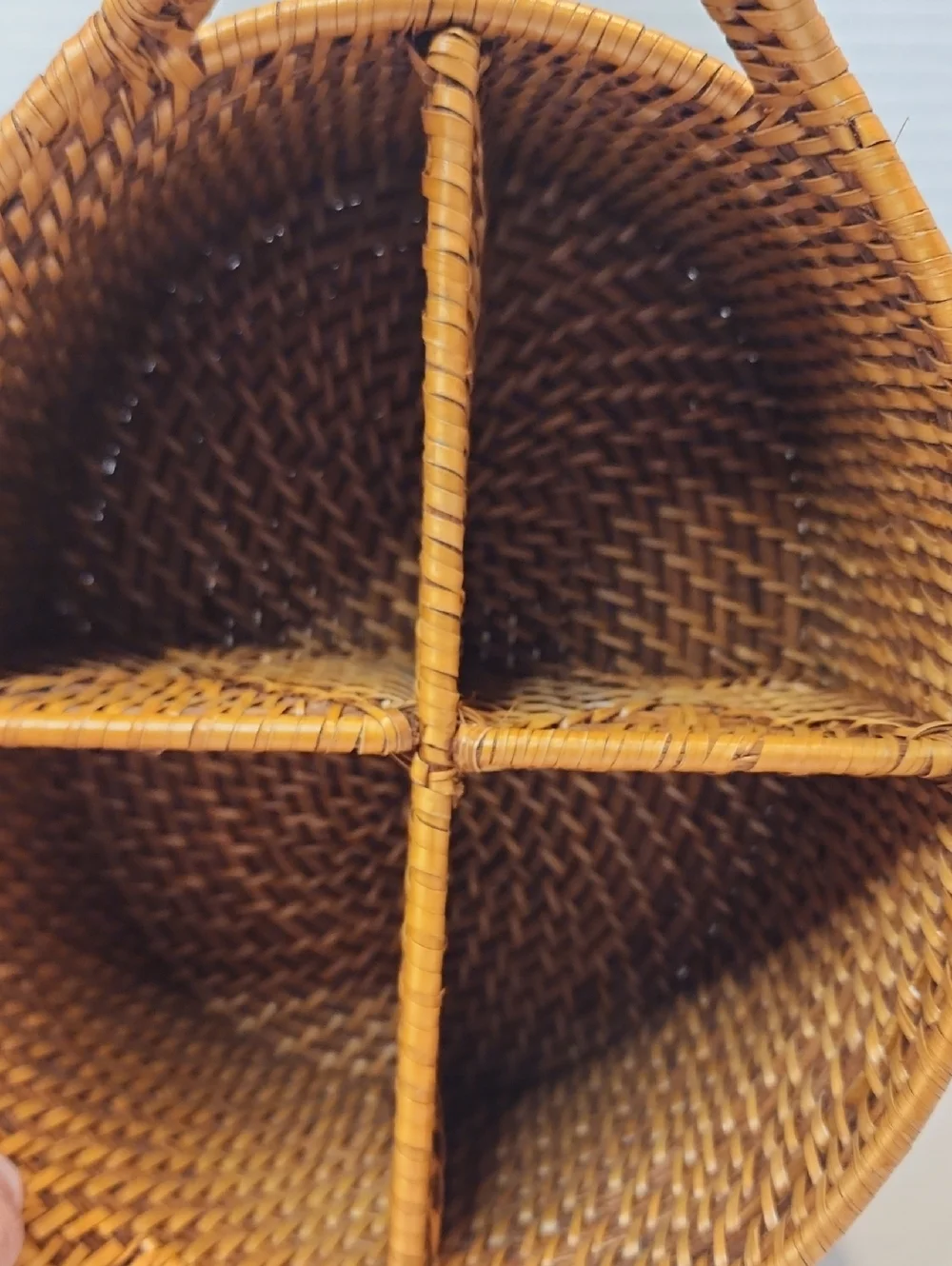 Sturdy Woven Divided Storage Basket Brown Tan For Utensils Floral Holiday Bath